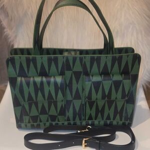 Cynthia Rowley Green and Black Geometric Shoulder Bag New Without Tags